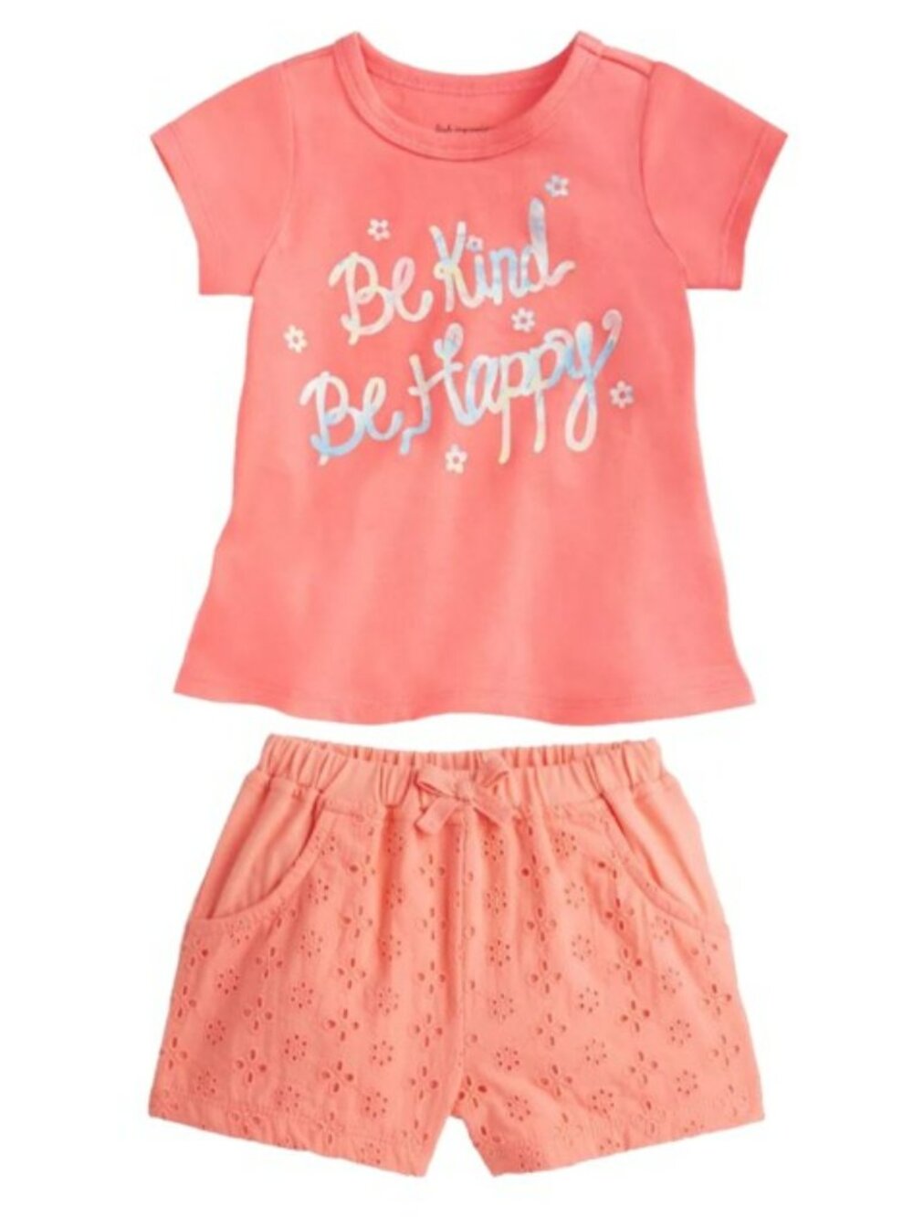NWT. FIRST IMPRESSIONS Girls Be Kind Be Happy 2-Pc Shorts Set